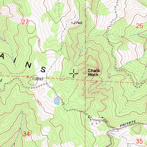 Topographic Map of Chalk Rock, CA