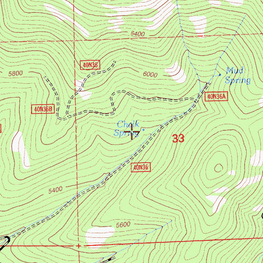 Topographic Map of Chalk Spring, CA