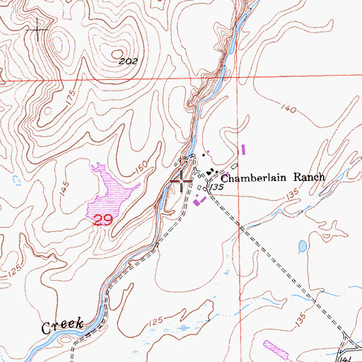 Topographic Map of Chamberlain Ranch, CA