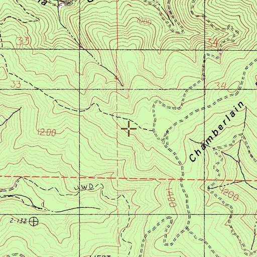 Topographic Map of Chamberlain Ridge, CA