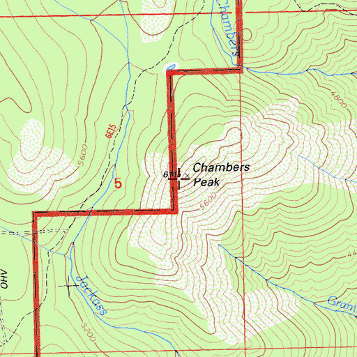 Topographic Map of Chambers Peak, CA