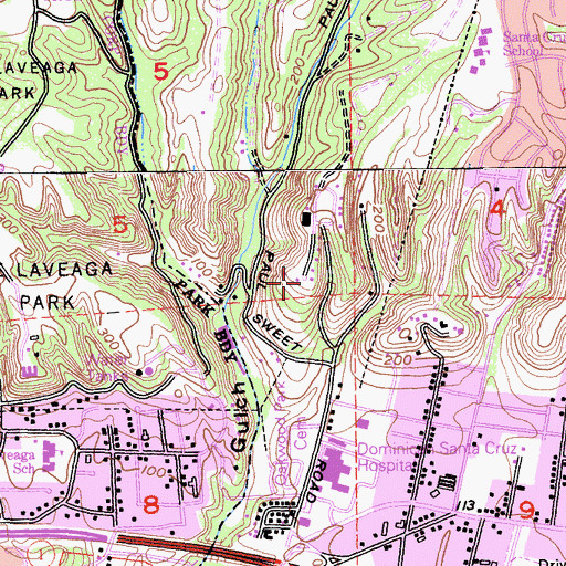Topographic Map of Chaminade School, CA
