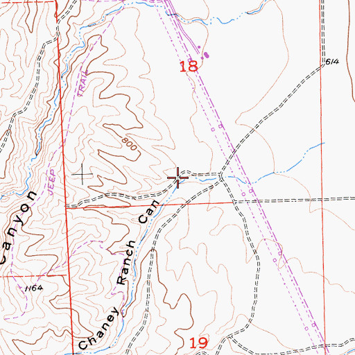 Topographic Map of Chaney Ranch Canyon, CA