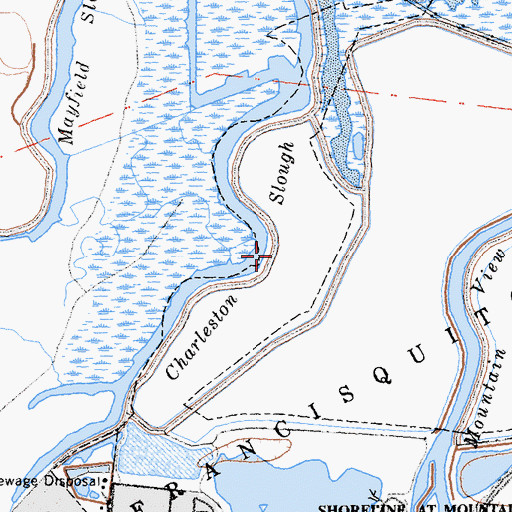 Topographic Map of Charleston Slough, CA