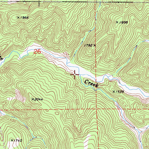 Topographic Map of Charlton Creek, CA