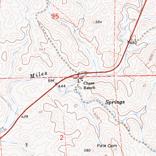 Topographic Map of Chase Ranch, CA