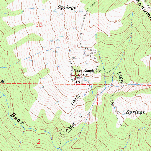 Topographic Map of Chase Ranch, CA