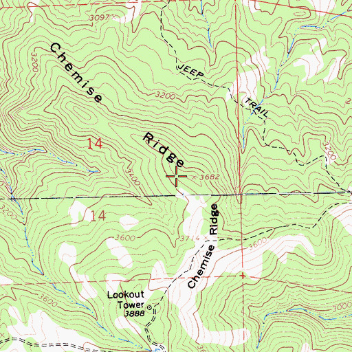 Topographic Map of Chemise Ridge, CA