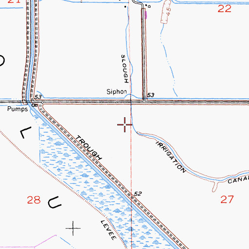 Topographic Map of Cheney Slough Irrigation Canal, CA