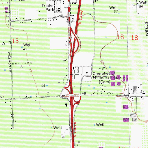 Topographic Map of Cherokee Memorial Park, CA