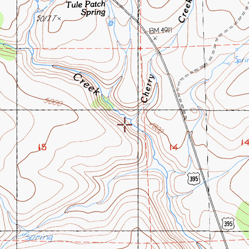 Topographic Map of Cherry Creek, CA
