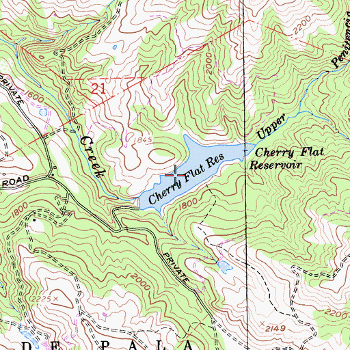 Topographic Map of Cherry Flat Reservoir, CA