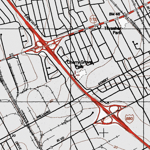 Topographic Map of Cherry Grove Park, CA