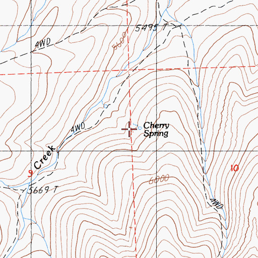 Topographic Map of Cherry Spring, CA