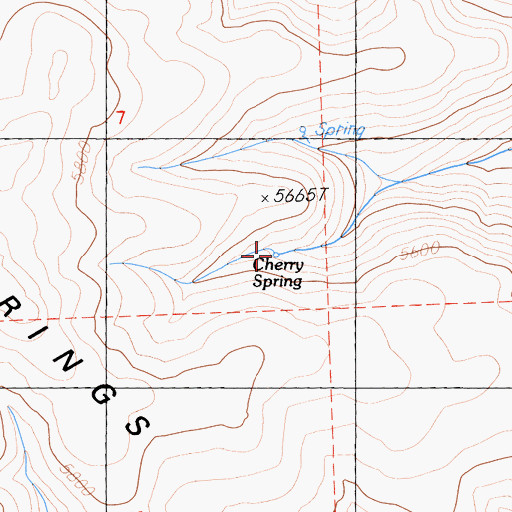 Topographic Map of Cherry Spring, CA