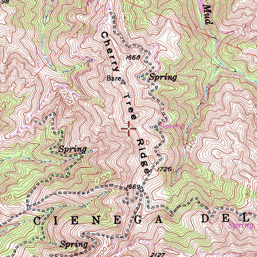 Topographic Map of Cherry Tree Ridge, CA