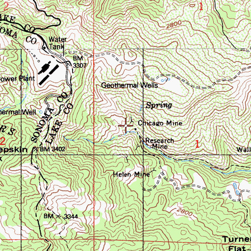 Topographic Map of Chicago Mine, CA