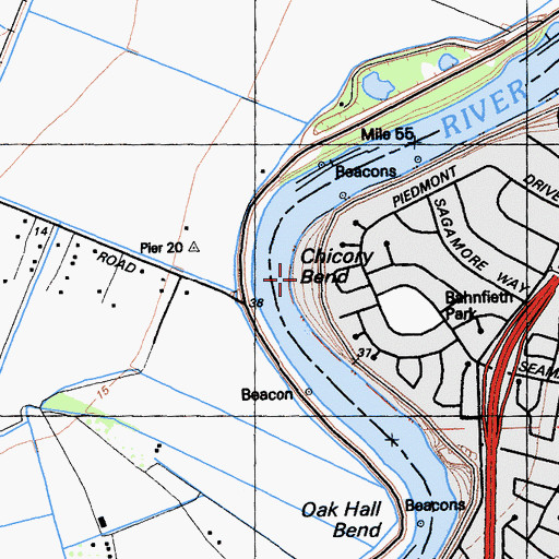 Topographic Map of Chicory Bend, CA