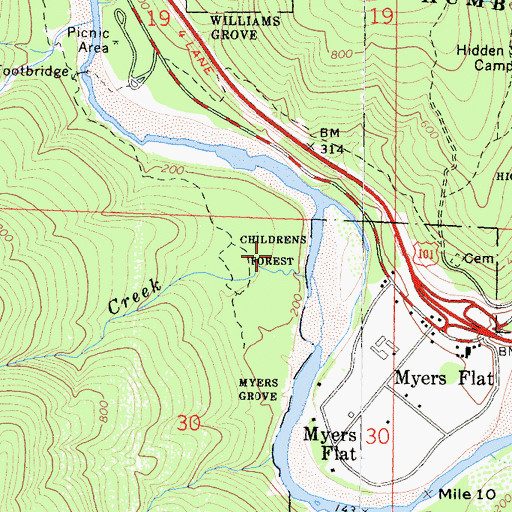 Topographic Map of Childrens Forest, CA