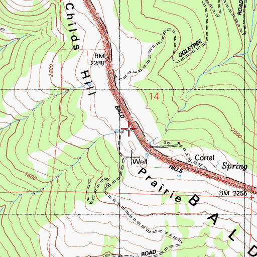 Topographic Map of Childs Hill Prairie, CA