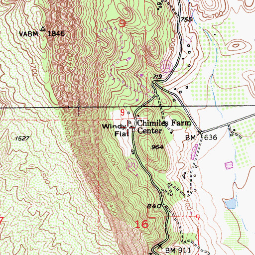 Topographic Map of Chimiles Farm Center, CA