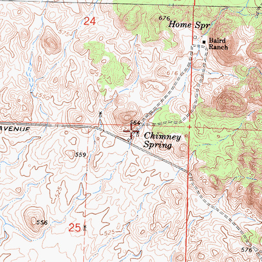 Topographic Map of Chimney Spring, CA