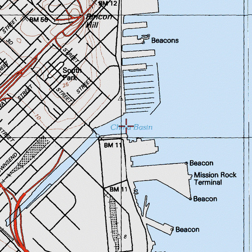 Topographic Map of China Basin, CA