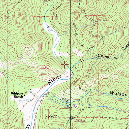 Topographic Map of China Creek, CA