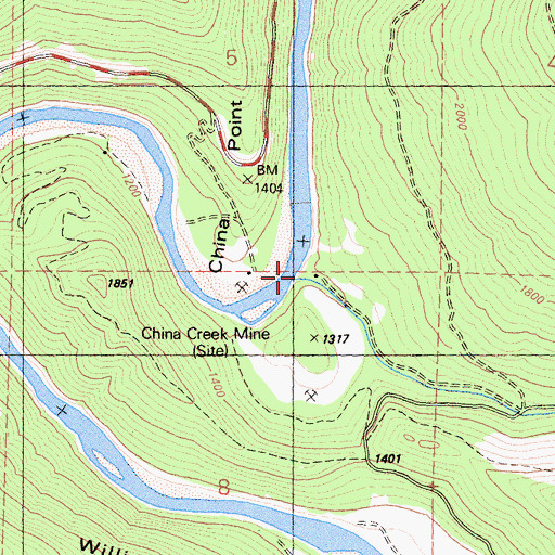Topographic Map of China Creek, CA