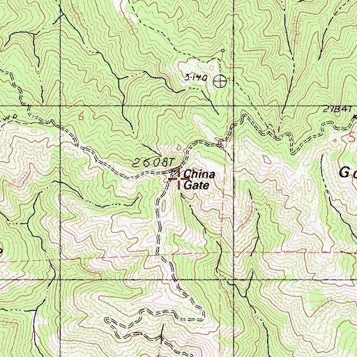 Topographic Map of China Gate, CA