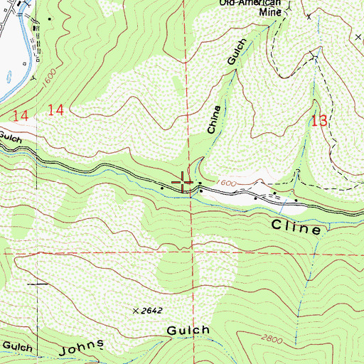 Topographic Map of China Gulch, CA