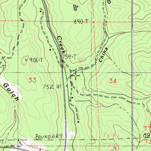 Topographic Map of China Gulch, CA