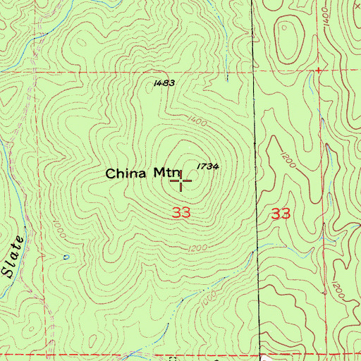 Topographic Map of China Mountain, CA