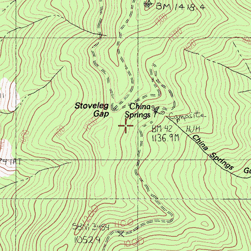 Topographic Map of China Springs, CA