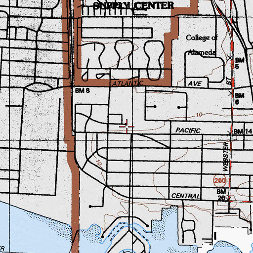 Topographic Map of Academy of Alameda Middle School, CA