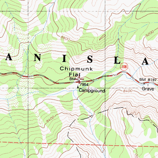 Topographic Map of Chipmunk Flat, CA