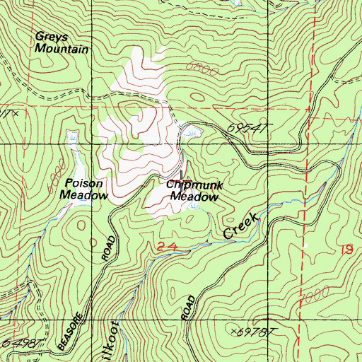 Topographic Map of Chipmunk Meadow, CA