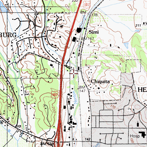 Topographic Map of Chiquita, CA