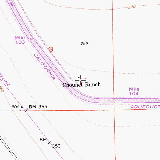 Topographic Map of Chounet Ranch, CA