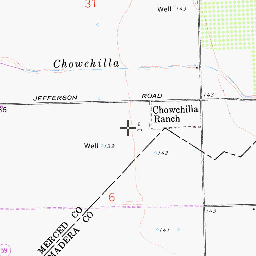 Topographic Map of Chowchilla Ranch, CA