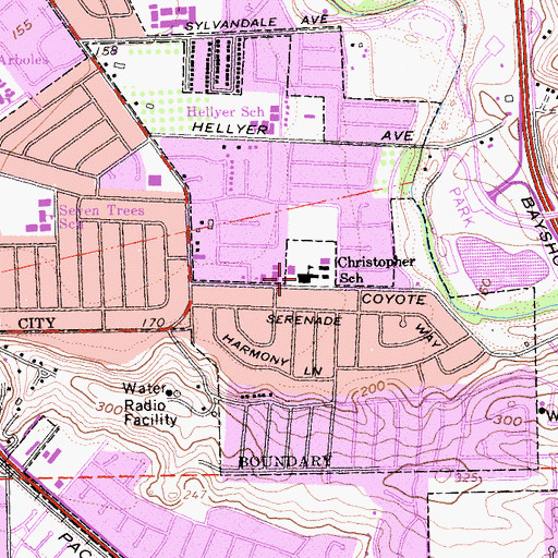 Topographic Map of Christopher Elementary School, CA
