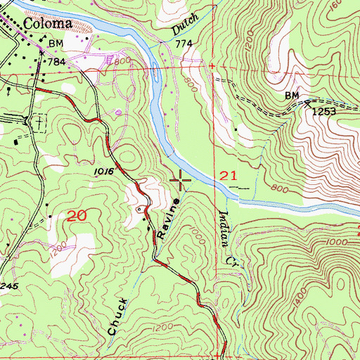 Topographic Map of Chuck Ravine, CA