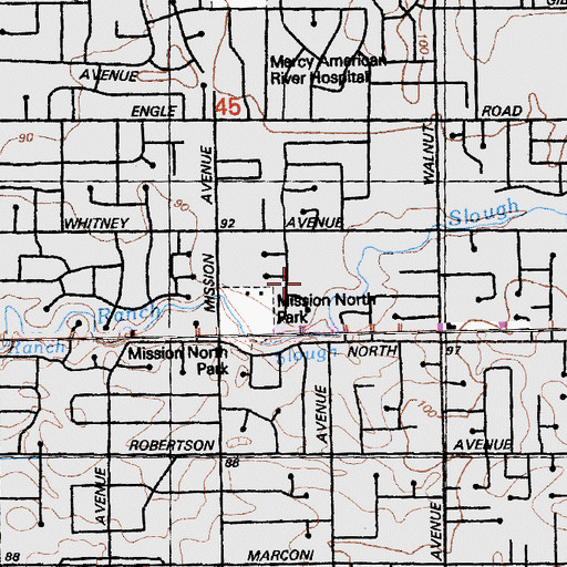 Topographic Map of Winston Churchill Middle School, CA