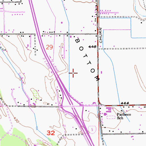 Topographic Map of Churn Creek Bottom, CA