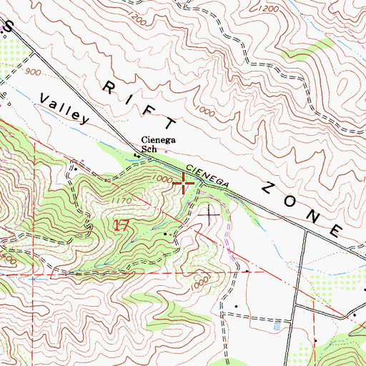 Topographic Map of Cienega Valley, CA