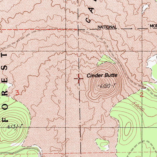 Topographic Map of Cinder Butte, CA