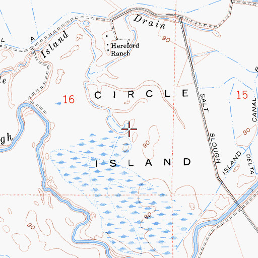 Topographic Map of Circle Island, CA