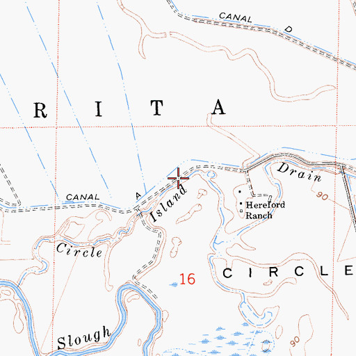 Topographic Map of Circle Island Drain, CA