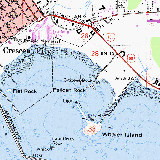 Topographic Map of Citizens Dock, CA