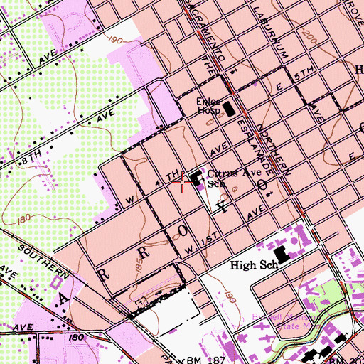 Topographic Map of Citrus Avenue Elementary School, CA